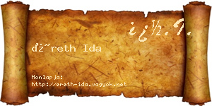 Éreth Ida névjegykártya